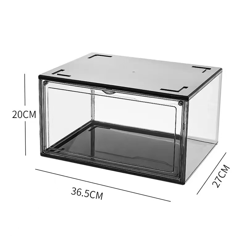 Custom Magnetic Stackable Foldable Plastic Home Square Transparent Clear Acrylic PET Sneakers Shoe Container Storage Box