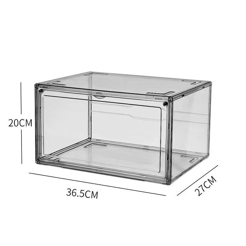 Custom Wholesale Magnetic Stackable Foldable Plastic Clear Transparent PET Acrylic Sneaker Shoe Container Storage Box