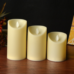 Custom Beige Color Home Festival Christmas Halloween Decoration Flameless Plastic Holiday Lights Pillar LED Candle