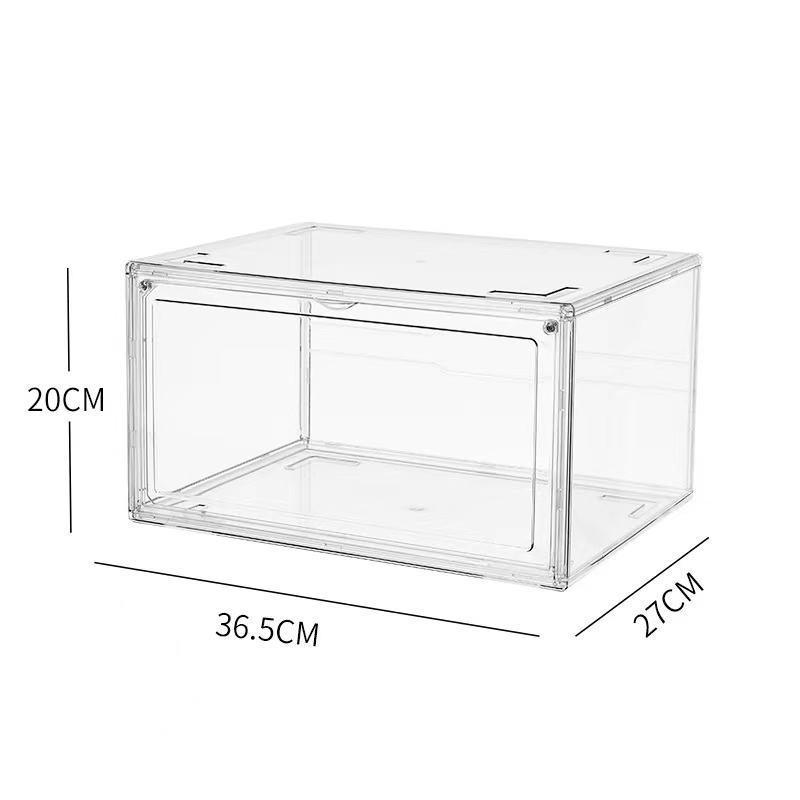 Custom Wholesale Magnetic Stackable Foldable Plastic Clear Transparent PET Acrylic Sneaker Shoe Container Storage Box