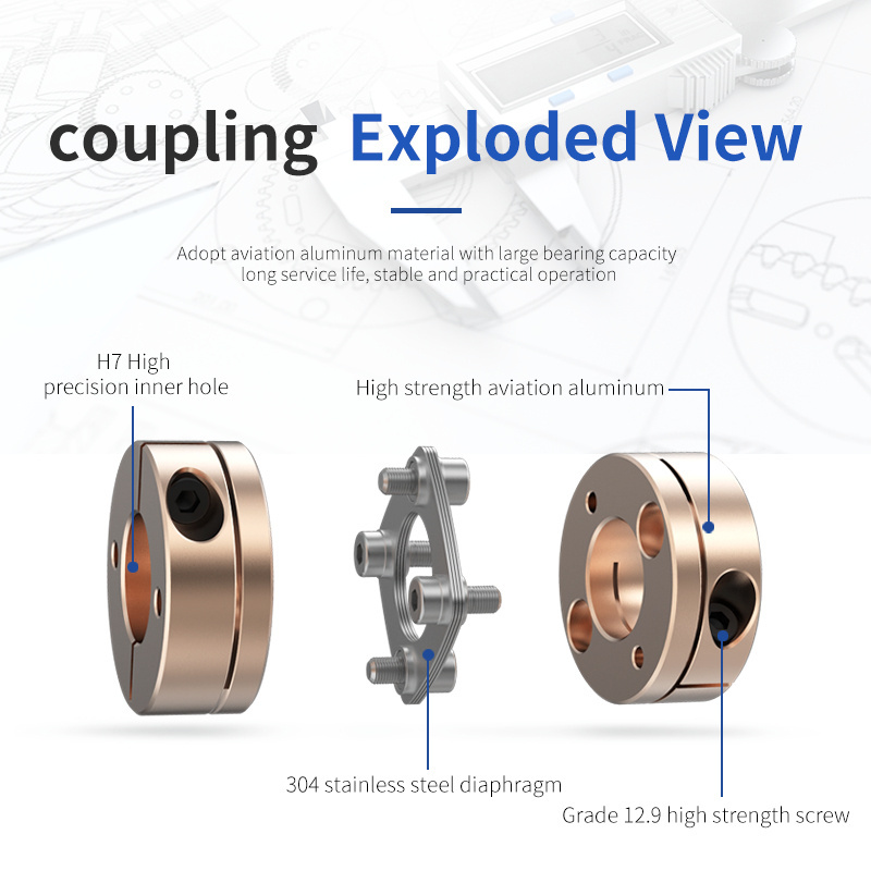 LD Flexible Shaft Coupler Aluminum Double Diaphragms Clamp D26mm L30mm Motor Coupling for 3D Print Construction Machinery Disc