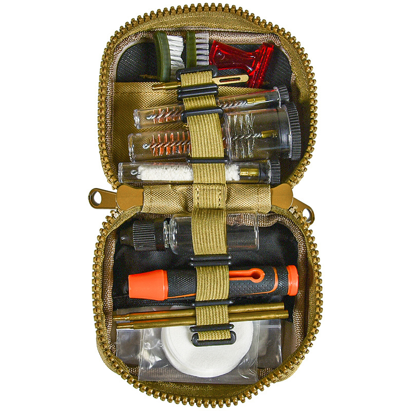 Tactical bag gun cleaning kit bore brushes mop jags rods pulling through cable  for firearms