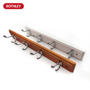 Rothley Bathroom Wall Mounted Coat Rack Solid Pine Wooden Wood Dual Double Hook Wall Mounted Clothes Towel Coat Robe Wall Hook