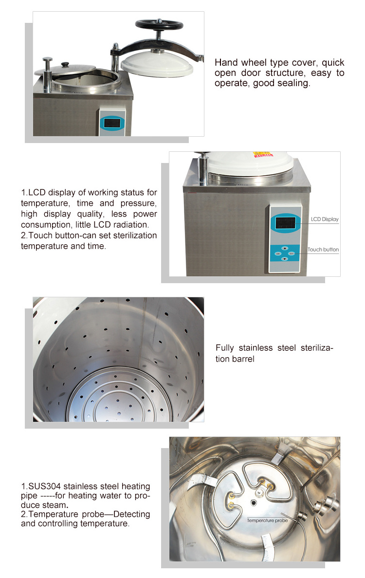 Electric-Heated Vertical Pressure Steam Dental Sterilizer Machine Commercial Benchtop Autoclave 200 Liters