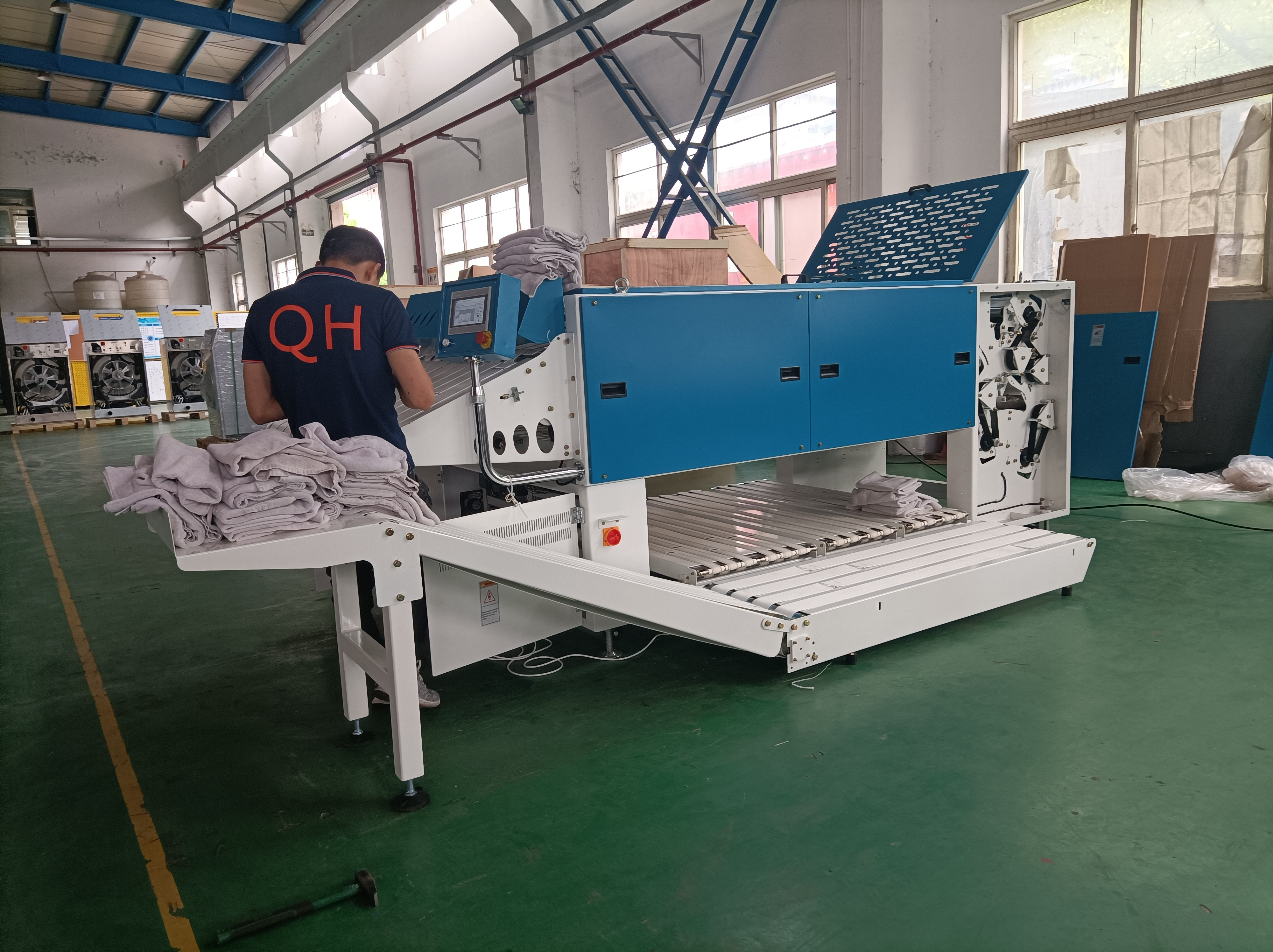 Towel folding system folding machine service machine, various VIRGO blanket folding machines