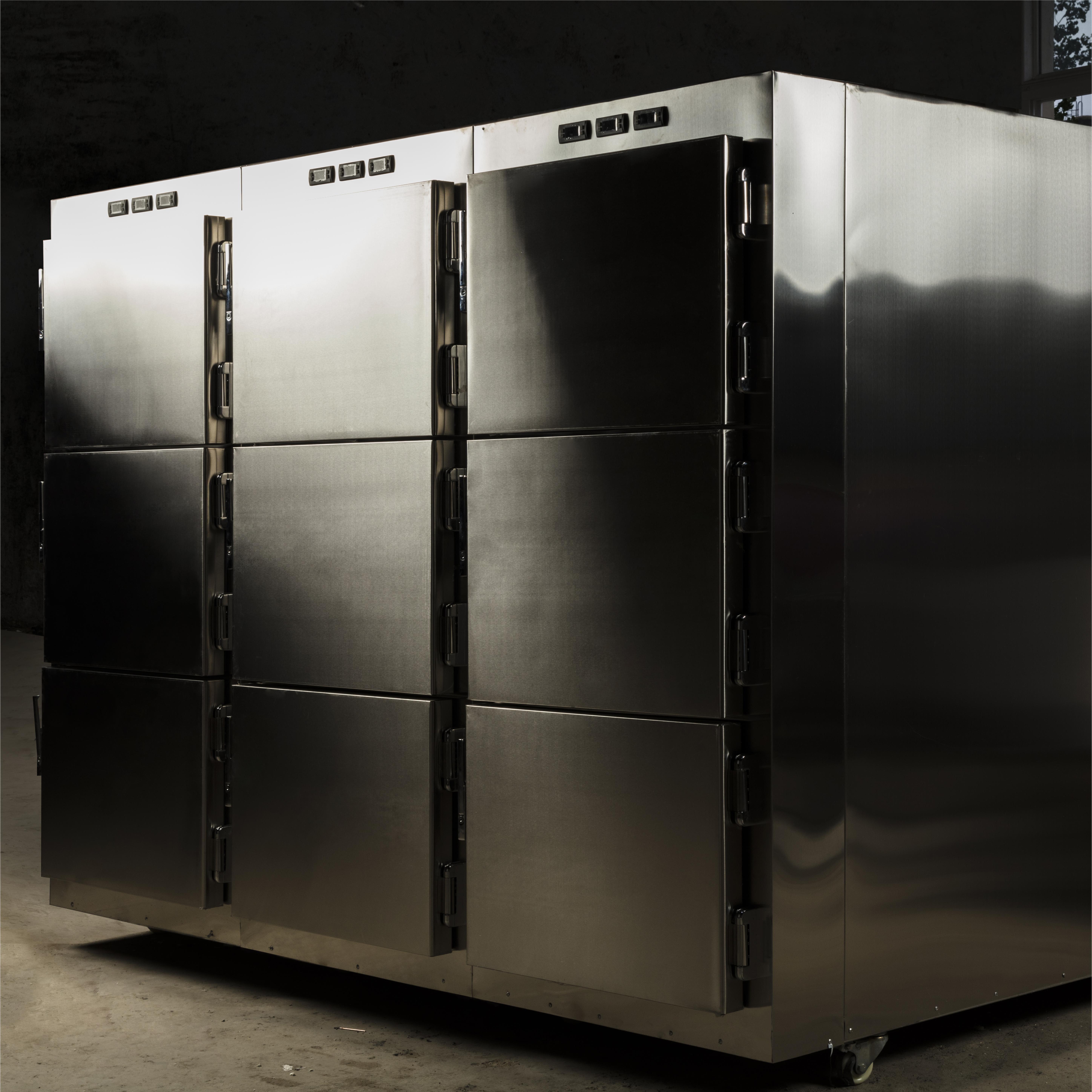 Stainless steel bodies morgue freezer with precise temperature control system 9 body mortuary refrigerator