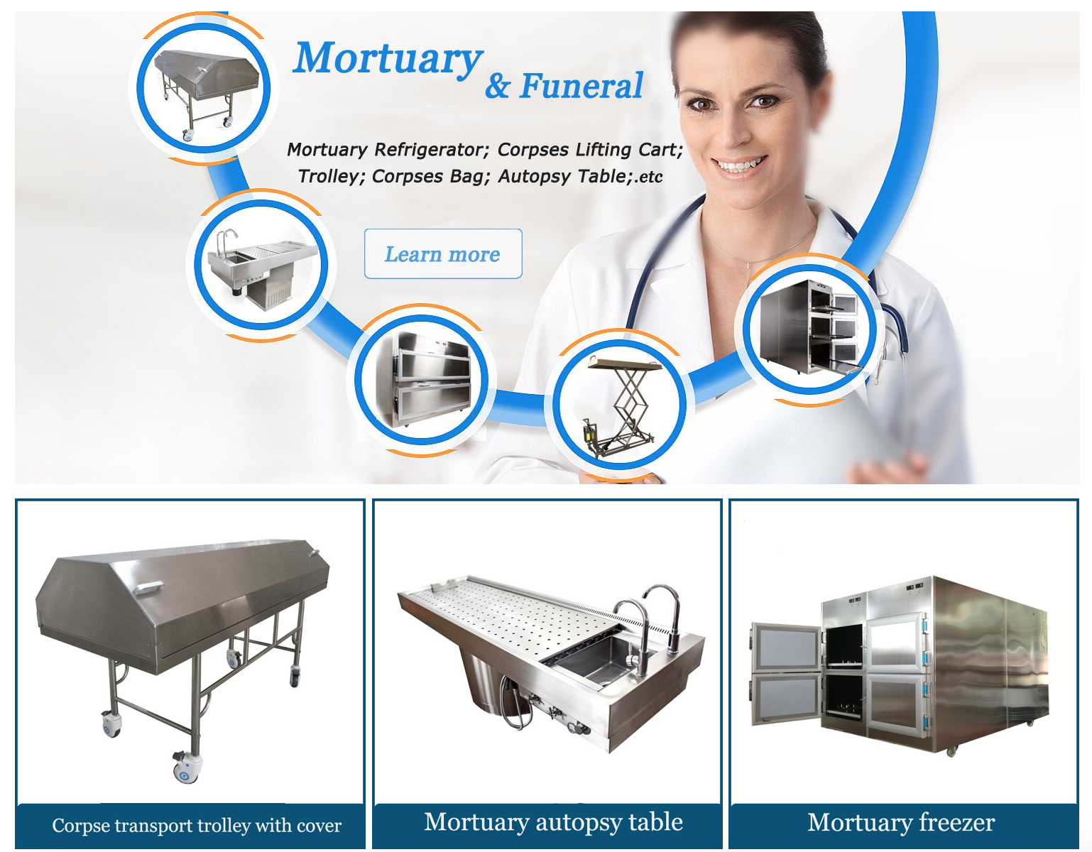 Roundfin Corpse refrigerator mortuary body cooler morgue equipments mortuary freezer