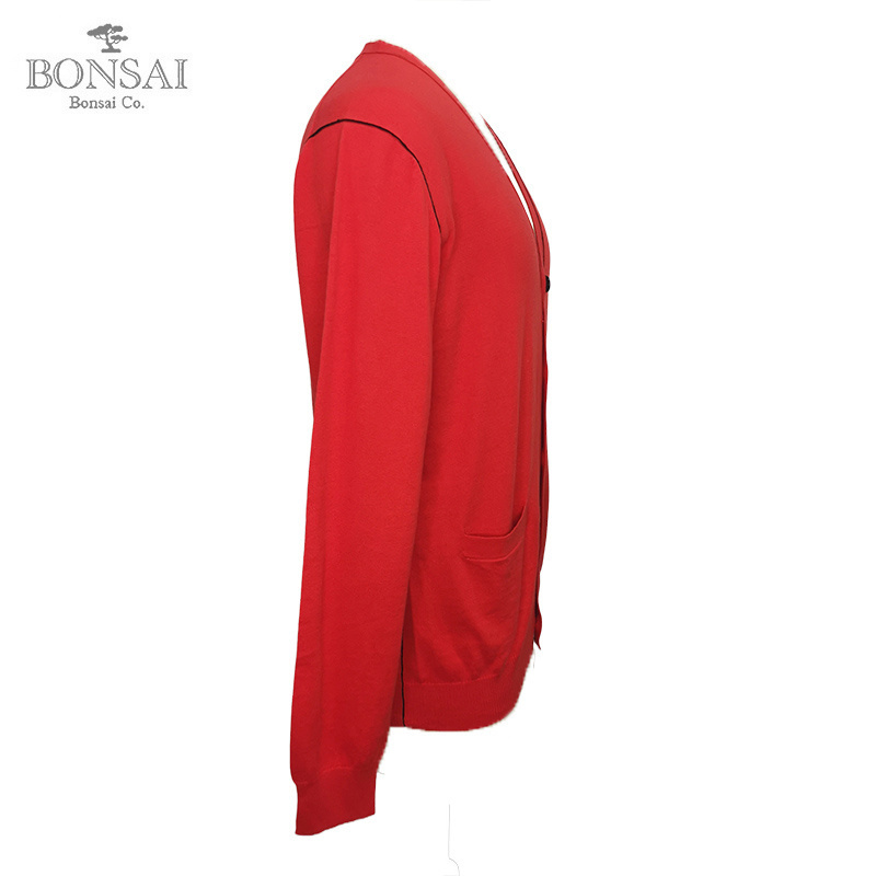 wholesale fashion knitwear christmas red cotton custom knitted wool cashmere cardigan