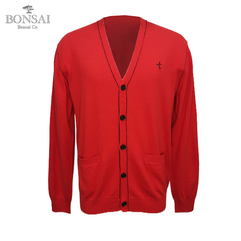 wholesale fashion knitwear christmas red cotton custom knitted wool cashmere cardigan