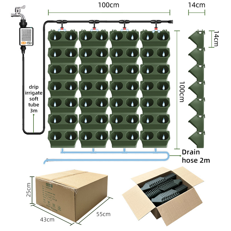 Wholesale Vertical Stackable Wall Planter With Drip Irrigation Drainage System Green Wall Pots Garden Plant Pots