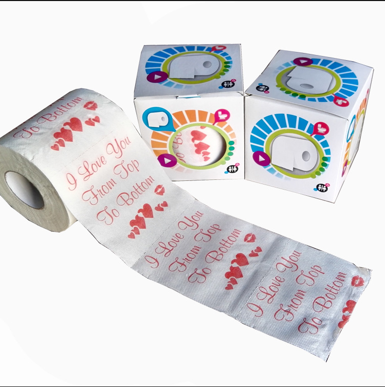 Printed Color Toilet Paper Bathroom Tissue Roll Compressed Custom Design Printed Toilet Paper