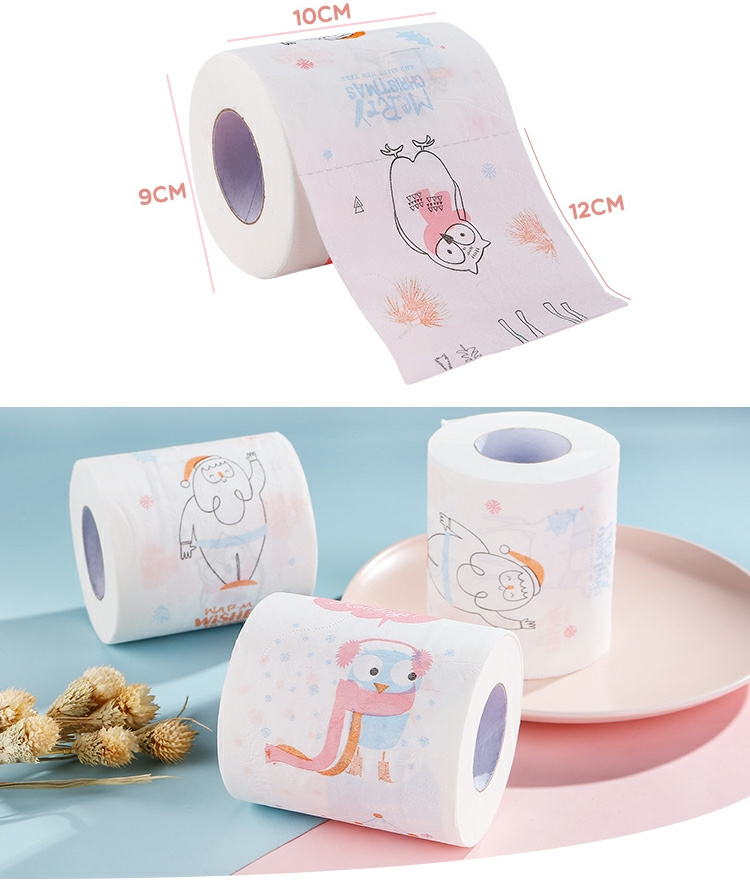 Printed Color Toilet Paper Bathroom Tissue Roll Compressed Custom Design Printed Toilet Paper