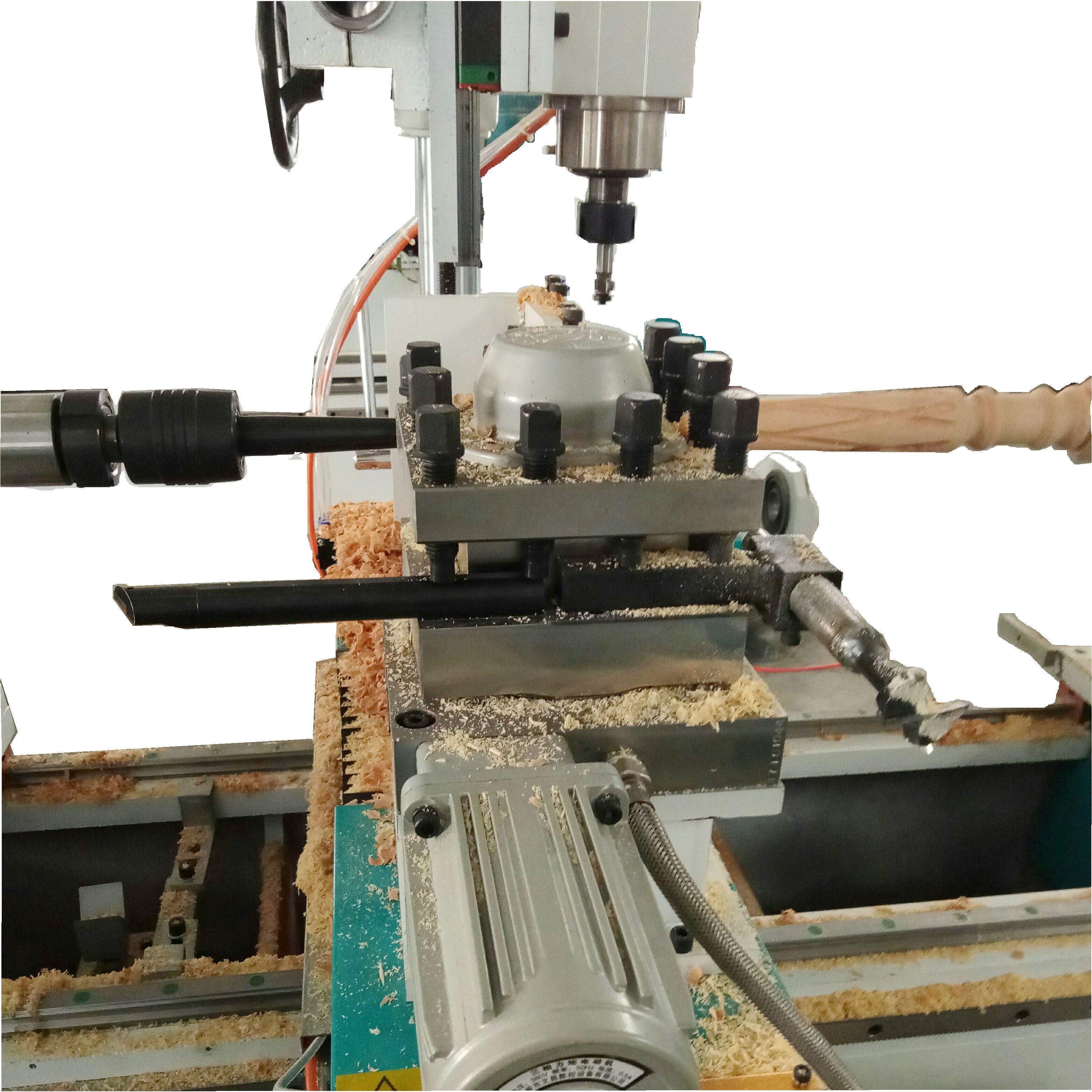 Jinan 1500mm Length ATC CNC Wood Lathe With 4 Knifes Automatic Tools Changer For Turning Drilling