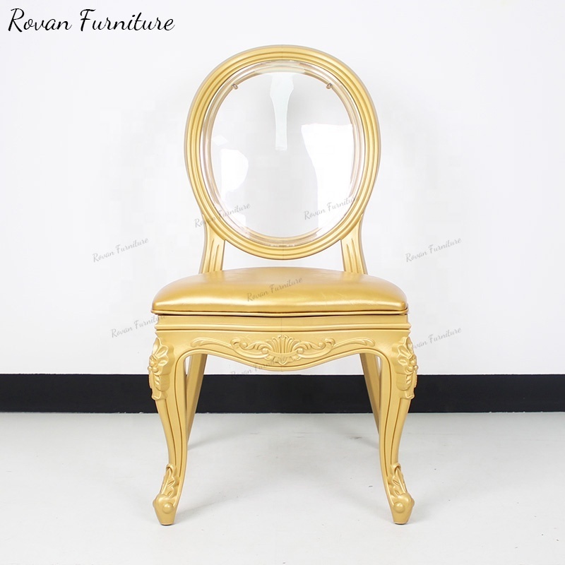 Clear backrest luxury gold resin chair modern design louis chair plastic dining chair