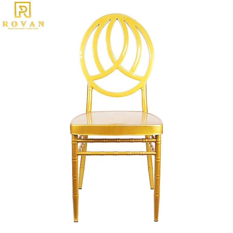 Luxury Outdoor Party Resin Gold Plastic Stacking White Wedding Crown royal round back Phoenix Chairs