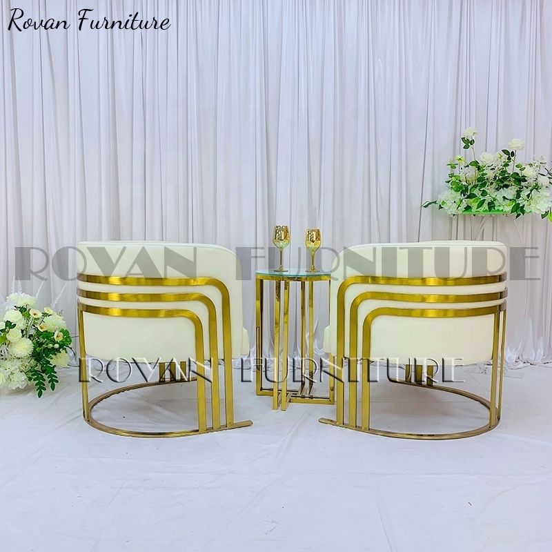 Different style Hot sales  stainless steel white wedding chairs for bride and groom  sofa chair for wedding used