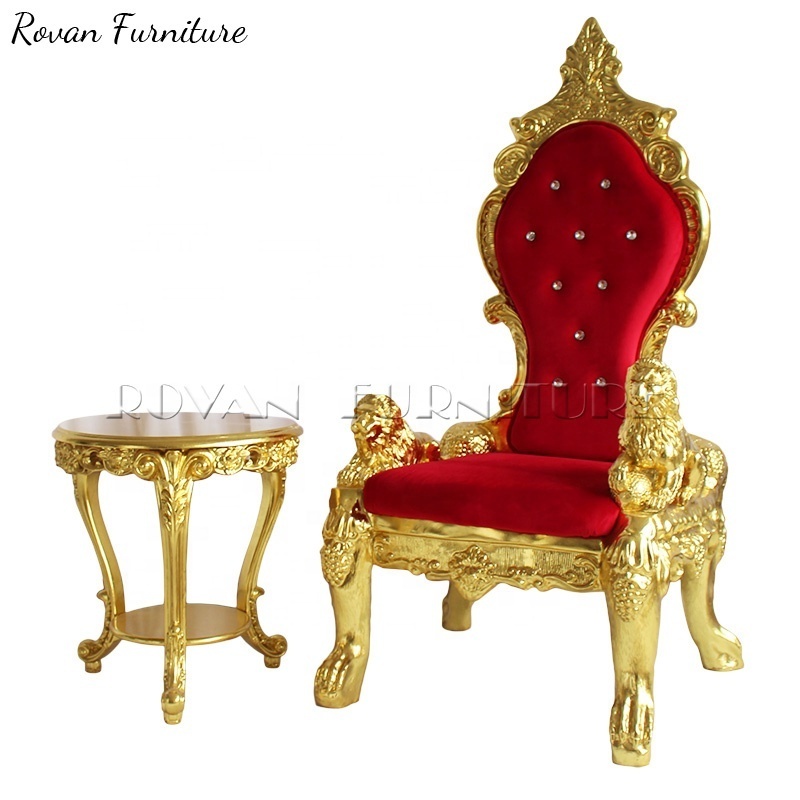 Wedding Rental Large Lion White Cheap King And Queen Throne Chairs for bridal and groom