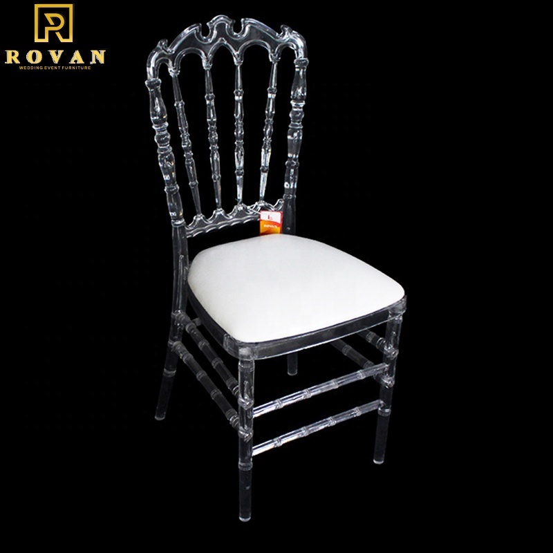 Wholesale Crown Crystal Chair Polycarbonate Crystal Clear wedding Chairs and event stackable transparent napoleon chair