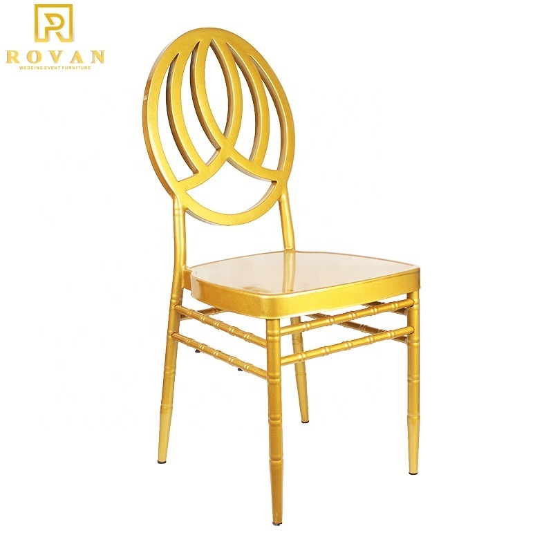 Luxury Outdoor Party Resin Gold Plastic Stacking White Wedding Crown royal round back Phoenix Chairs