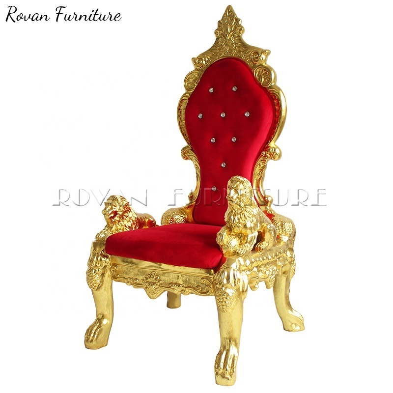 Wedding Rental Large Lion White Cheap King And Queen Throne Chairs for bridal and groom