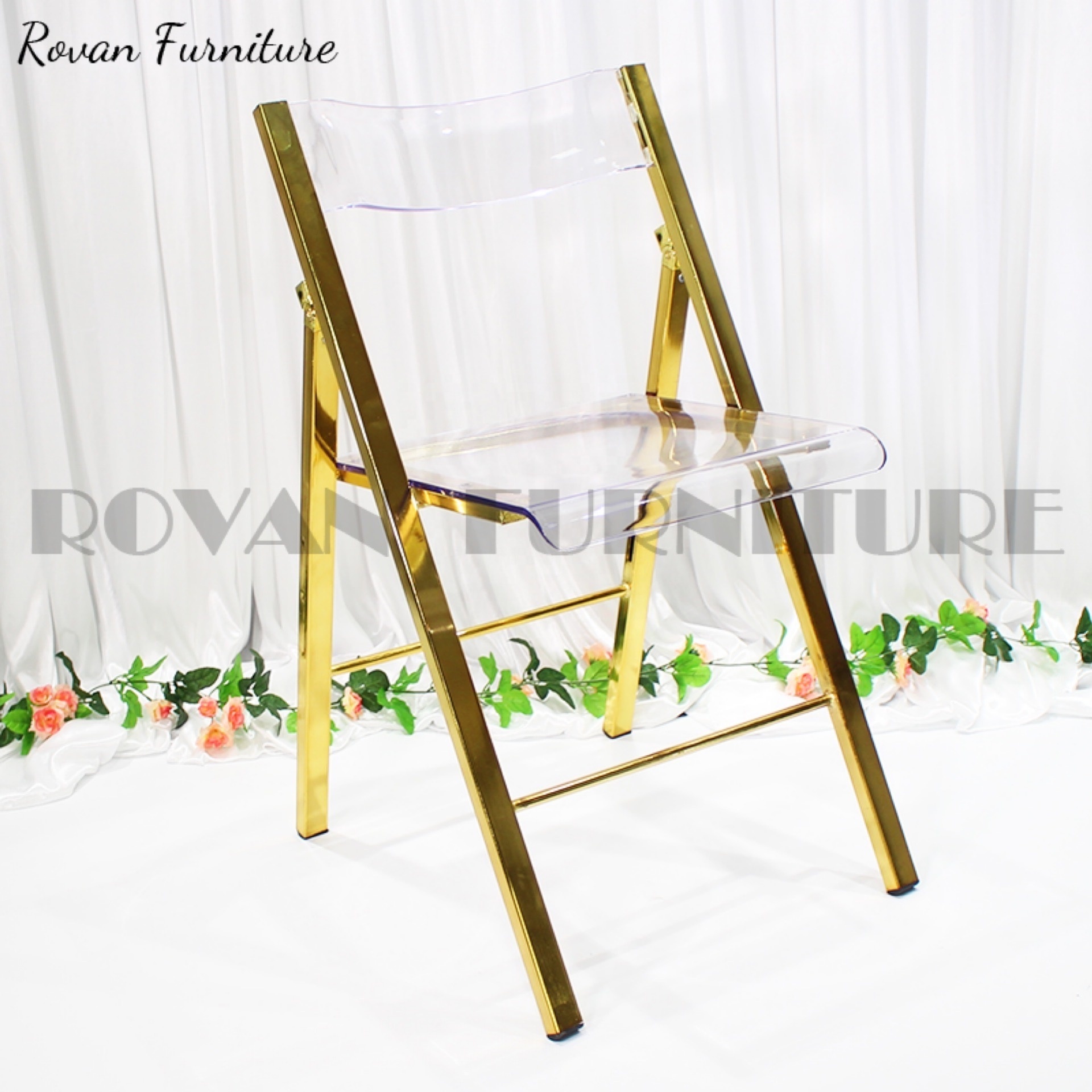 Gold wedding chair garden stainless steel metal steel foldable chair outdoor reinforce wimbledon folding chairs for event