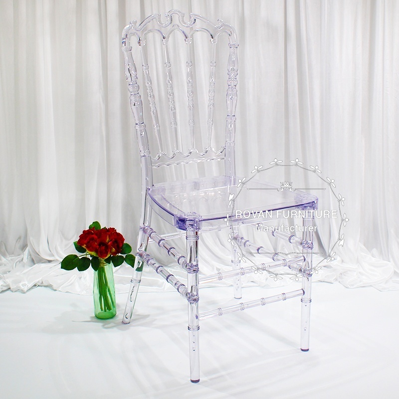 Wholesale Crown Crystal Chair Polycarbonate Crystal Clear wedding Chairs and event stackable transparent napoleon chair