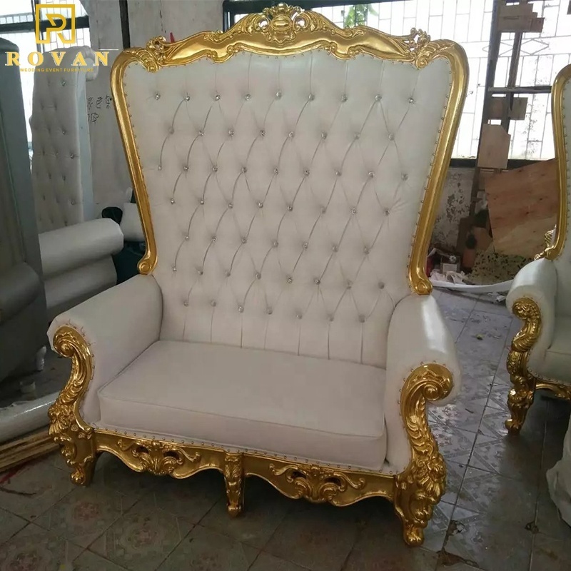 royal king and queen king throne chair luxury  loveseat wooden throne chair