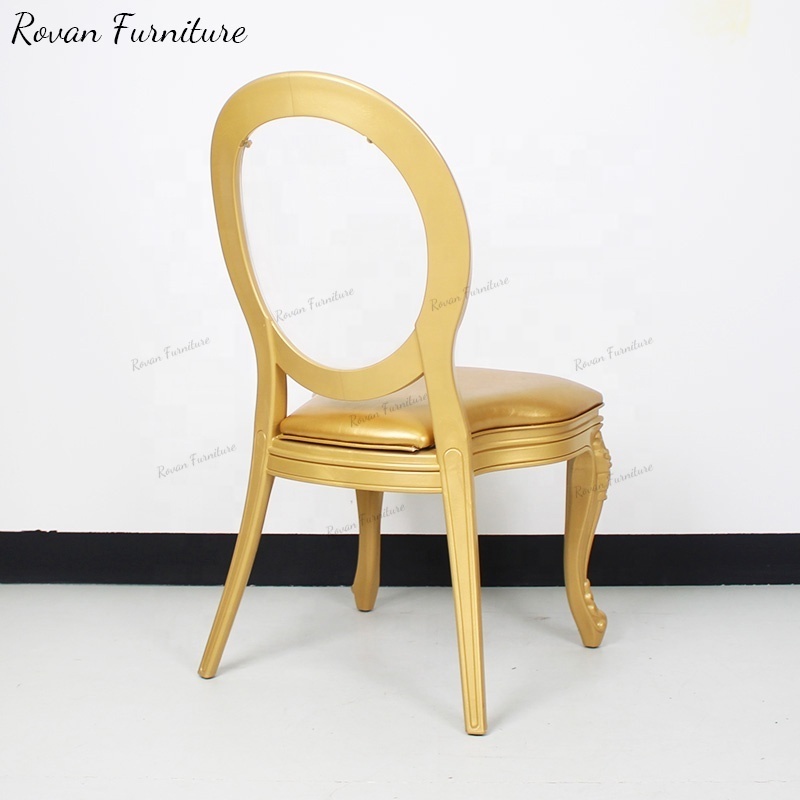 Clear backrest luxury gold resin chair modern design louis chair plastic dining chair