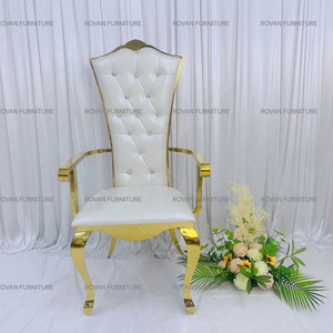 Luxury stainless steel wedding bridal chair golden in wedding or dinner party use in bride and groom