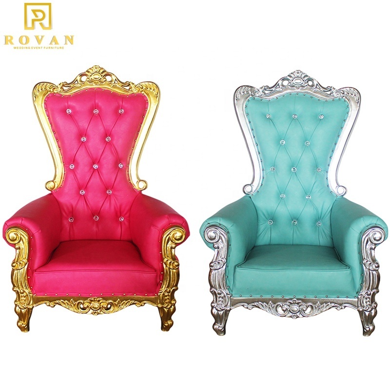 Wholesale royal luxury children chairs wedding high back throne chair for kids party and salon