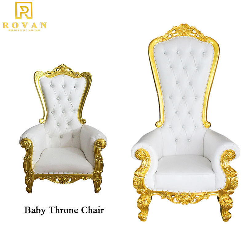 Wholesale royal luxury children chairs wedding high back throne chair for kids party and salon