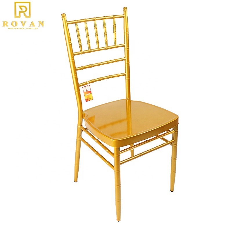 601 Metal chiavari chair wholesale wedding chair stackable gold tiffany chair