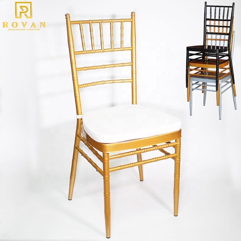 601 Metal chiavari chair wholesale wedding chair stackable gold tiffany chair