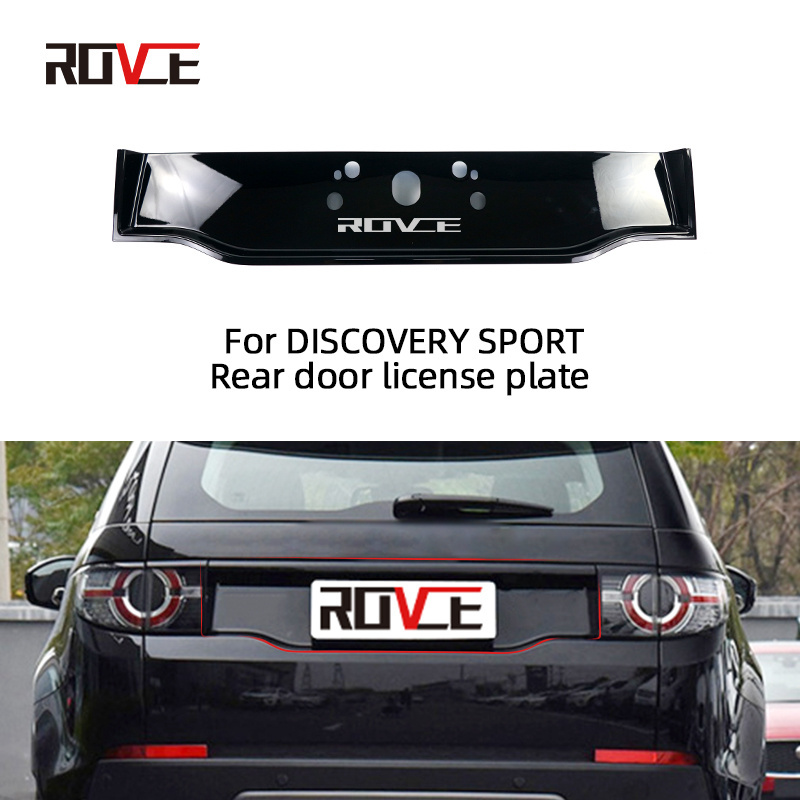 ROVCE Rear Tail Gate License Plate Cove Black Exterior Lift Molding Frame Trim Bracketr For Land Rover Discovery Sport 2015-2020