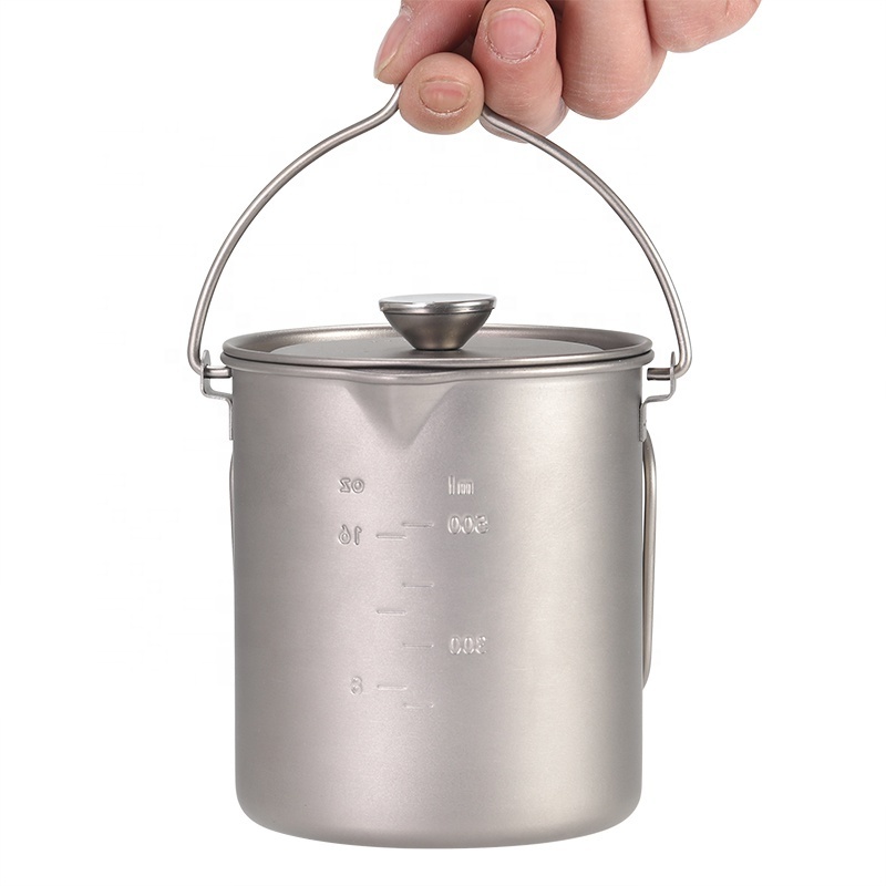 Outdoor Camping French Press Pot Campfire Outdoor Barbecue Camping Titanium Coffee Cup Mug