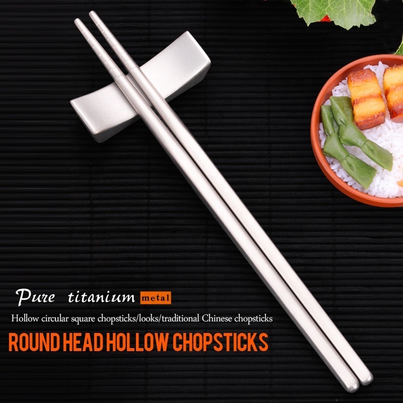 Ultralight Chinese Metal Customized Chopsticks Portable Camping Pure Titanium Chopsticks Hollow Square Home or Outdoor Tableware