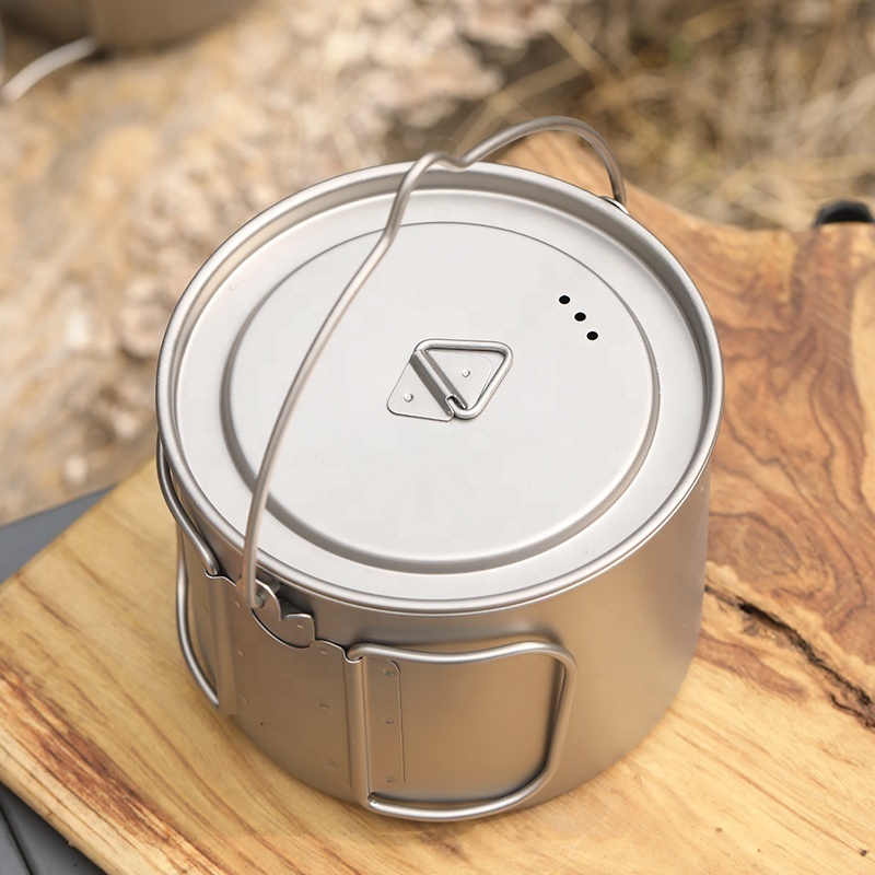 Camping Tableware Titanium Cookware set tourism cauldron Outdoor Cooking Pot Picnic Kitchen Hiking Trekking