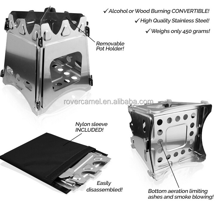 Camping Stove Outdoor Equipment Portable Wood Stove Camping Stainless Steel Stove