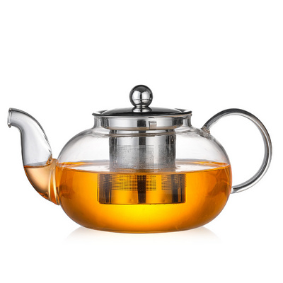 600ml Heat Resistant Clear Borosilicate Glass Tea Pot Glass Teapot with Infuser