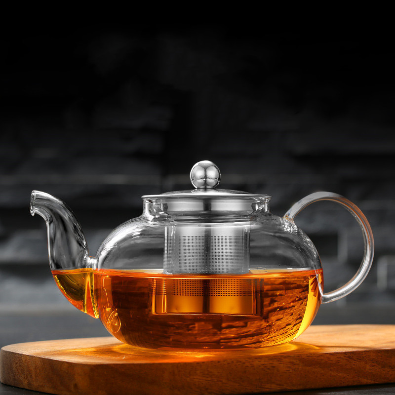 600ml Heat Resistant Clear Borosilicate Glass Tea Pot Glass Teapot with Infuser