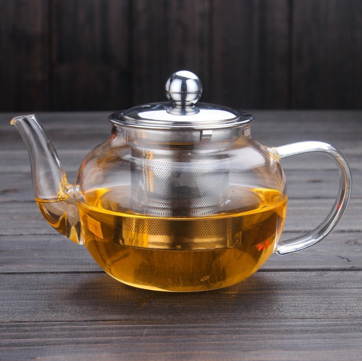 600ml Heat Resistant Clear Borosilicate Glass Tea Pot Glass Teapot with Infuser