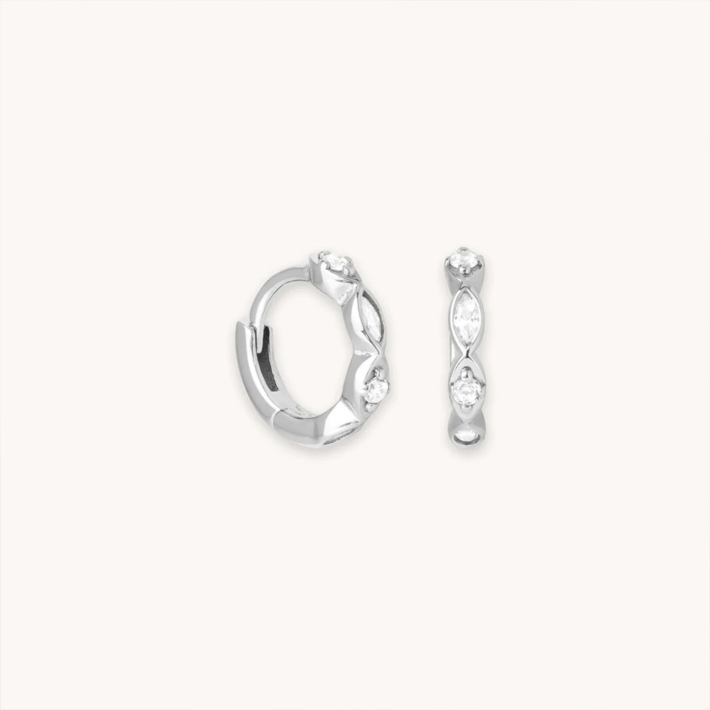 Canner Fine Jewelry 925 Silver horse's eye with diamonds 18K Gold Plated Huggie  Silver Hoop Earrings  For Women