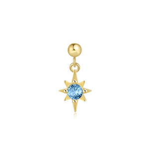 2024 New arrival ball piercing round pendant earrings fine jewelry glossy blue star earring women 925 sterling silver