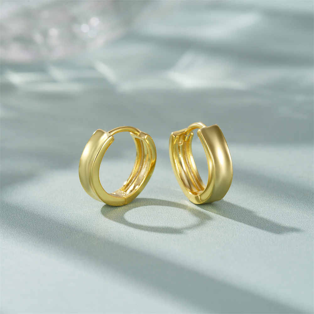 Vintage Hoop Fine Jewelry Irregular Geometric Simple Glossy 18K Gold Plated Trendy 925 Sterling Silver 18k Gold Earrings