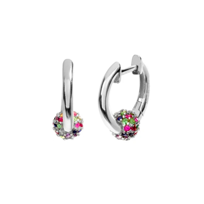 ROXI Fashion Jewelry 925 Sterling Silver Trendy Colorful Diamond Ball Hoop Earrings for Women