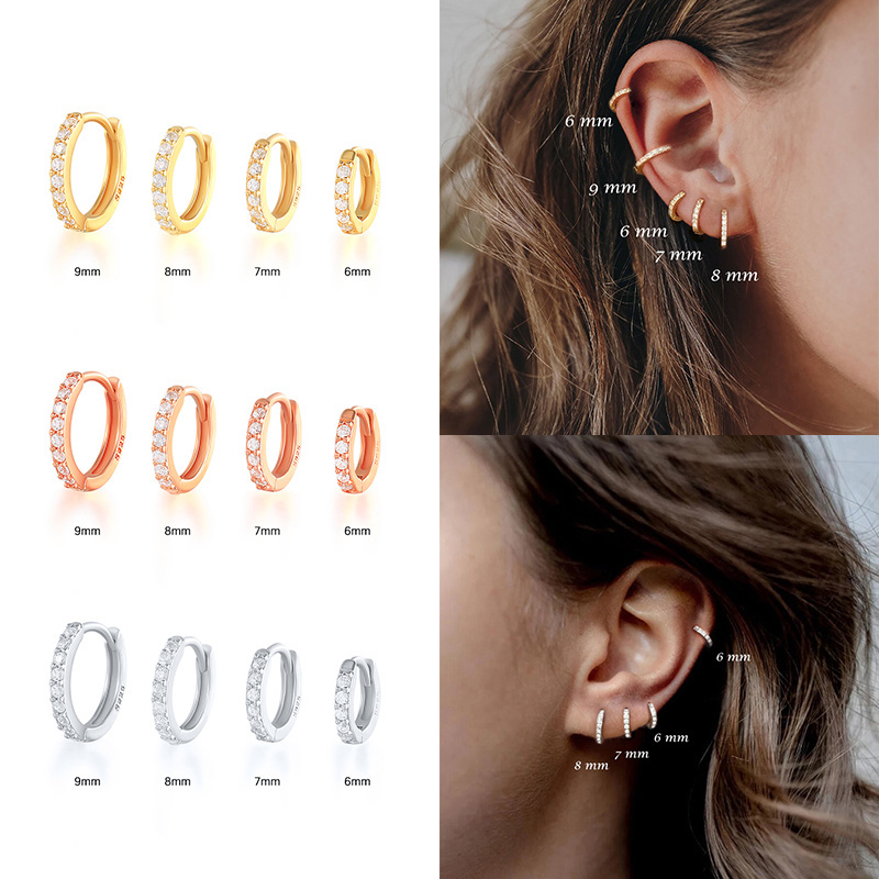 Designer Hoop For Women Girls Jewelry Stud Zircon 18K Gold Plated Popular Minimalist 925 Sterling Silver Earrings