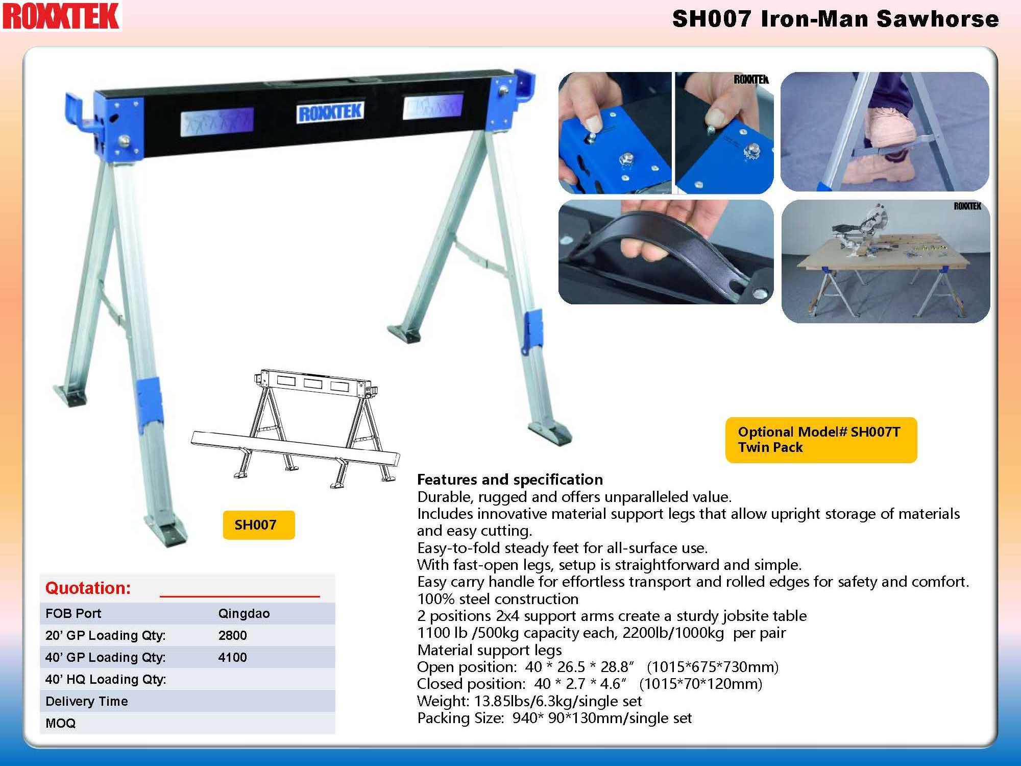 SH007T Folding Sawhorse Portable Foldable Twin Pack