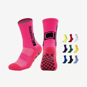 Factory supply custom design novelty football grip socks pink anti slip soccer football socks for men