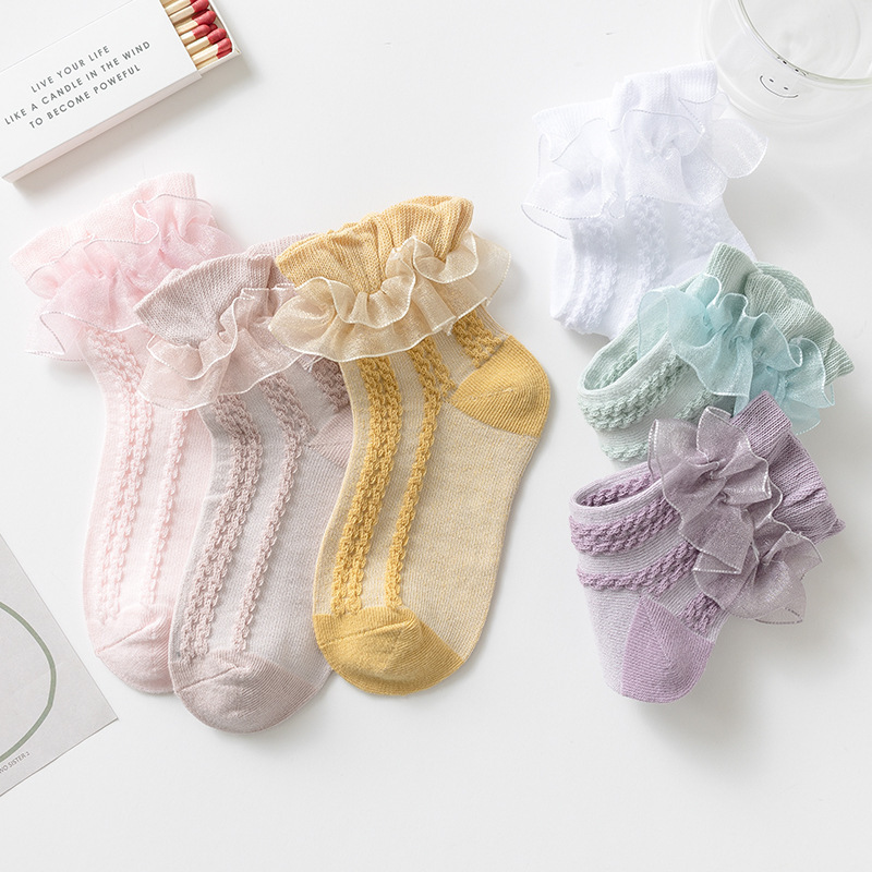 High Quality Lace Frilly Socks Cotton Kids Ruffle Tutu Socks Toddler Baby Girls Ruffle Socks