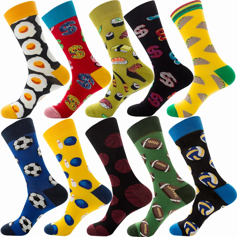 Bulk Wholesale Cheap Happy Socks Cotton Animal Fruit Printed Cute Dress Socks Crazy Funny Funky Women Men Novelty Crew Socks